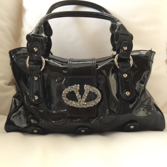 Valentino Garavani Black Leather & Crystal Bag